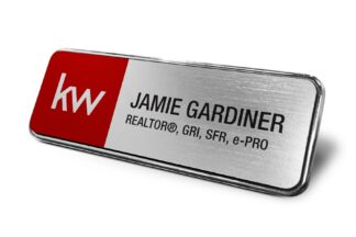 Framed Name Tag - Red/Silver 1x3 Name Tag