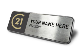 Framed Name Tag - Black/Silver Century 21 1x3 Name Tag