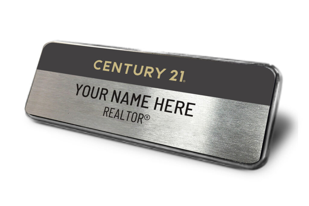 Framed Name Tag - Silver/Black Century 21 1x3 Name Tag