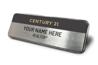 Framed Name Tag - Silver/Black Century 21 1x3 Name Tag