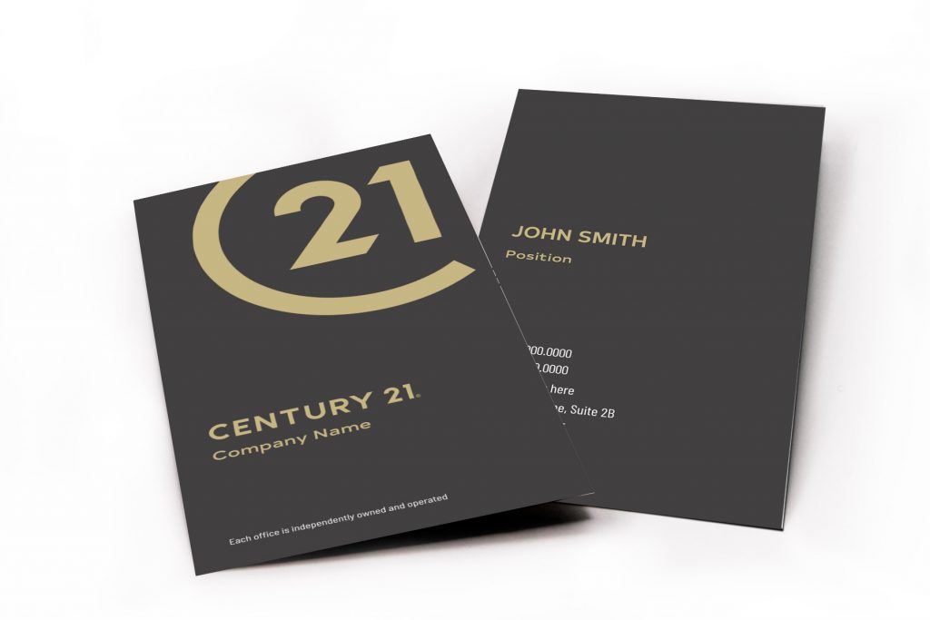 Vertical Black Century 21 Business Card