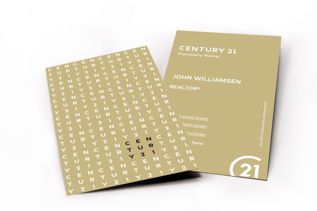 Vertical Gold Pattern Century 21 Business Card