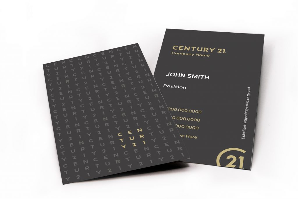 Vertical Grey Century 21 Business Card