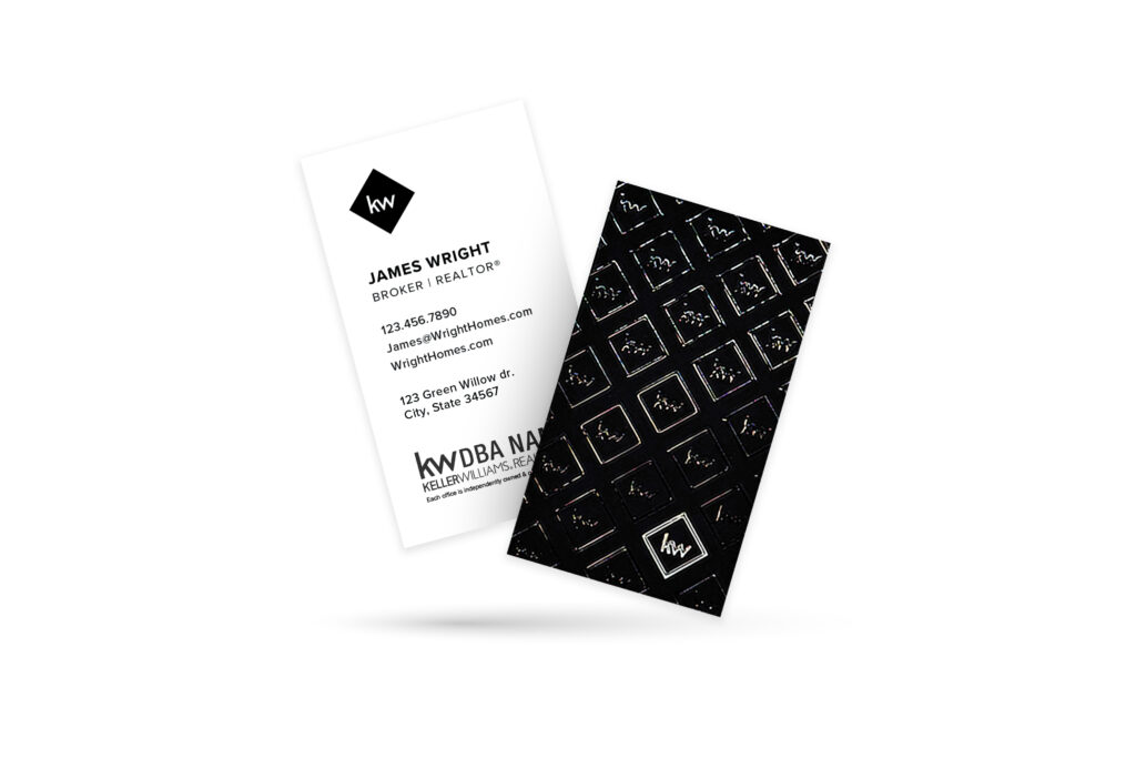 Vertical Black/White with Spot UV Back Foil Logo Business Card
